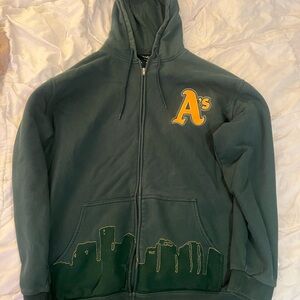 Oakland A's Wright & Ditson Forest Green Hoodie with Oakland City Skyline